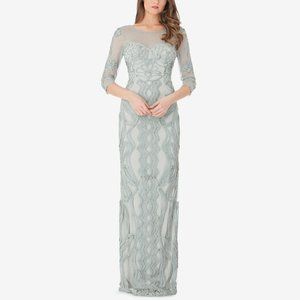 JS Collections Illusion Soutache Gown - Seafoam